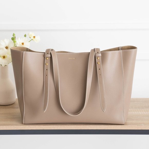 *New* Eliana Genuine Pebbled Leather Tote - Biscotti - Picture 8 of 11